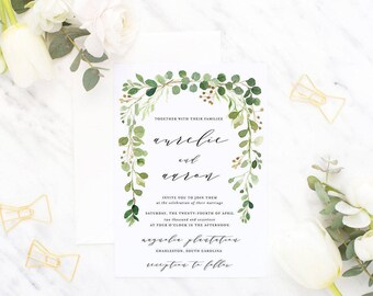 Whimsical Watercolor Wedding Invitation Suite / Wedding Invite Set - The Aurelie Botanical Suite