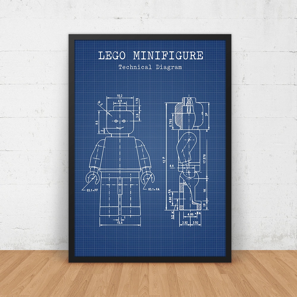 LEGO Blueprint Art Download LEGO Minifigure Print Lego