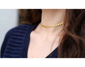 GOLD COIN CHOKER: Dainty Gold Choker, Delicate Gold Choker, Boho Gold Choker, Thin Gold Choker, Gold Choker Collar, Gold Choker Necklace