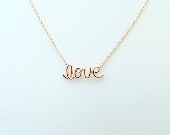 Love Necklace Script Love Word Necklace Lucky Charm Necklace Everyday Necklace Birthday Gift Bridesmaids Gift Minimalist Love Necklace Script Love Word Necklace Lucky Charm Necklace Everyday Necklace Birthday Gift Bridesmaids Gift Minimalist