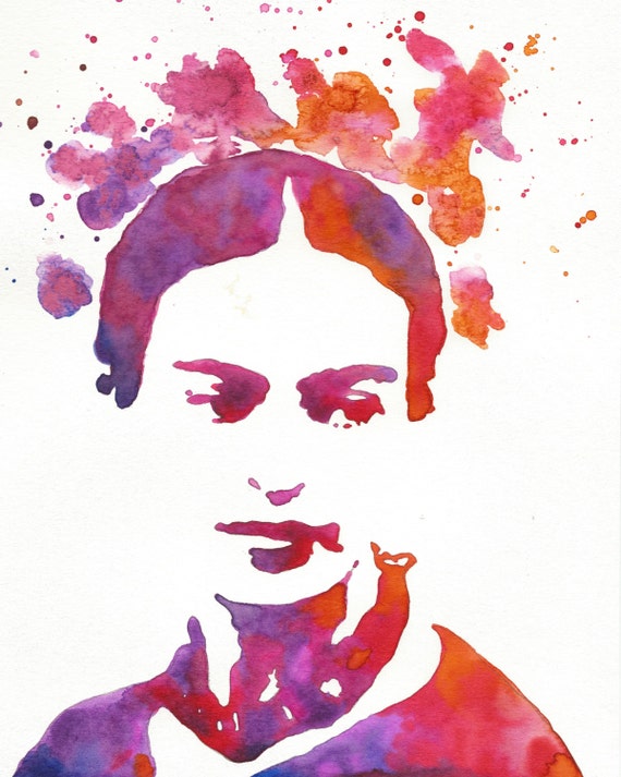 Aquarelle de Frida Kahlo, Frida Kahlo Art, impression de Frida, fleurs de cerisier, impression d’Art, Art mural, Frida