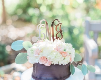 Acrylic Gold Monogram Mirror Cake Topper - Other Colors Available