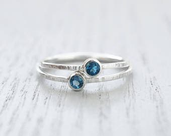 London Blue Topaz ring Minimalist ring Dainty ring Delicate ring Tiny gemstone ring Minimalist jewelry Dainty jewelry Stacking ring Feminine