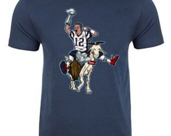 Men's New England Patriots "The G.O.A.T." Tom Brady custom art tee.