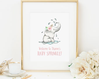 Elephant Baby Shower Welcome Sign Printable Baby Sprinkle Welcome Sign Girl Baby Shower Decoration Welcome Poster Shower Decor Door Sign