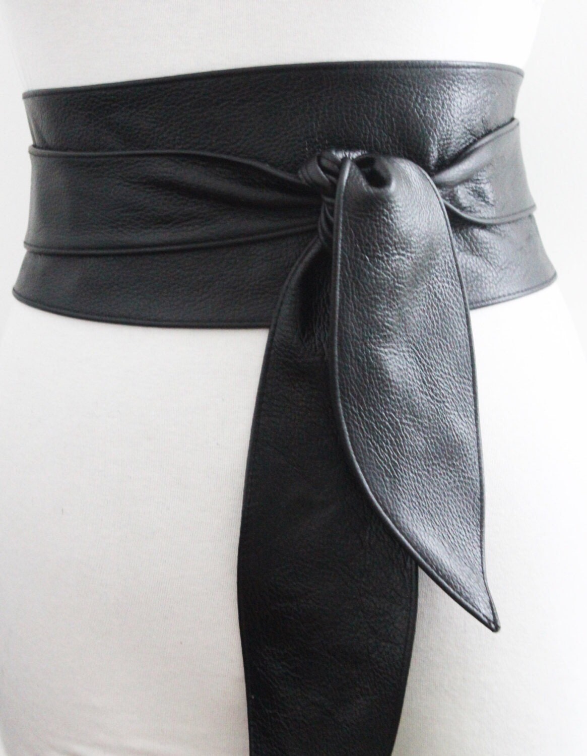 Black Belt Black Leather Obi Belt Leather Sash belt