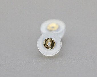 14K Gold Earring Backs/ Silicone earring backs/ 14K solid gold clutch built in silicone backs/ Earring posts/Earring backs/Earring backings