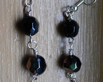 Ayla's Bead Creations Black and White dangle earrings
