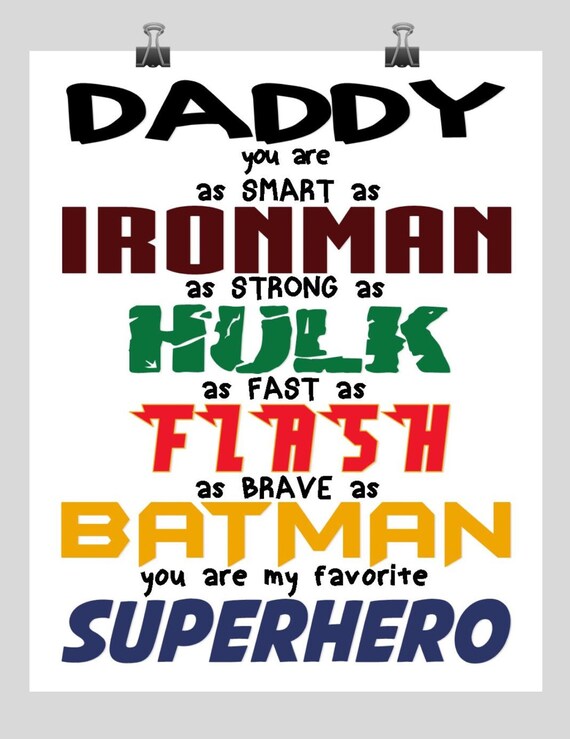 Daddy You Are My Superhero DIY Printable Instant Download