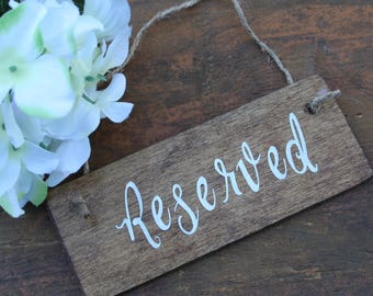Reserved sign, Wedding reserved sign, Rustic reserved sign, Chair sign, Row sign, Rustic Wedding signs, Reserved row hanging sign
