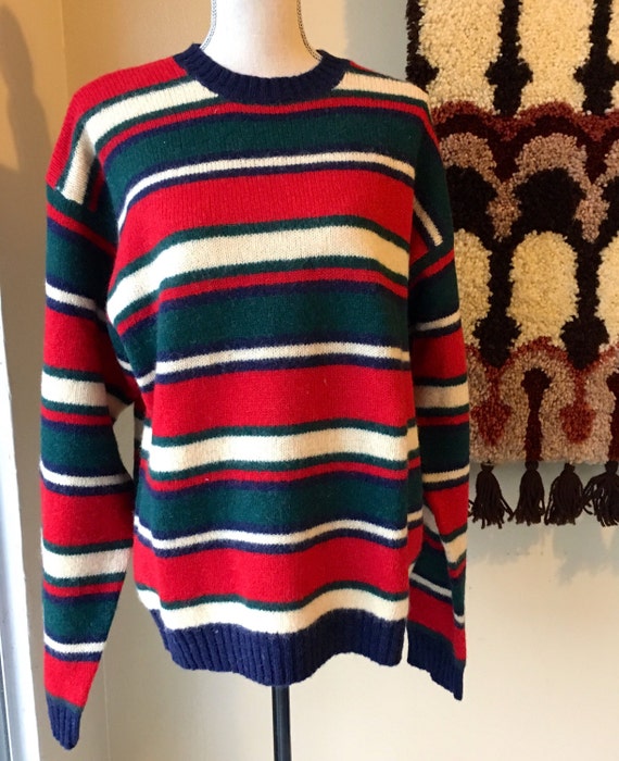 Items similar to Vintage Wool Striped Sweater from Sri Lanka by Ivy ...