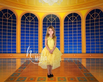 Beauty and the Beast Inspired Ball Room, Girls Princess Fairy Tale Castle Portrait Backdrop - Digital Photography Background - JPG Download