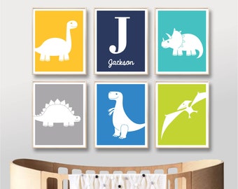 Dinosaur Printable Name Art Prints Dinosaurs Custom Name Nursery Art Digital Nursery Art Print Baby Boy Nursery Printable / INSTANT DOWNLOAD