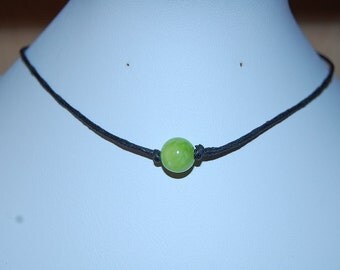 Green Agate Necklace,Agate Gemstone Leather Chocker Necklace,Choker Necklace,Chic,Girl,Woman,Leather Cord Necklace,Lobster Lock End Cord