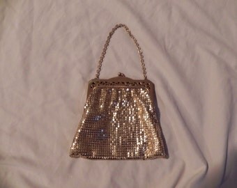1940's or 1950's Vintage Whiting and Davis Gold Mesh Handbag Purse