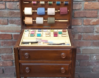 REDUCED Vintage Caswell-Runyan Co Wooden Sewing Cabinet