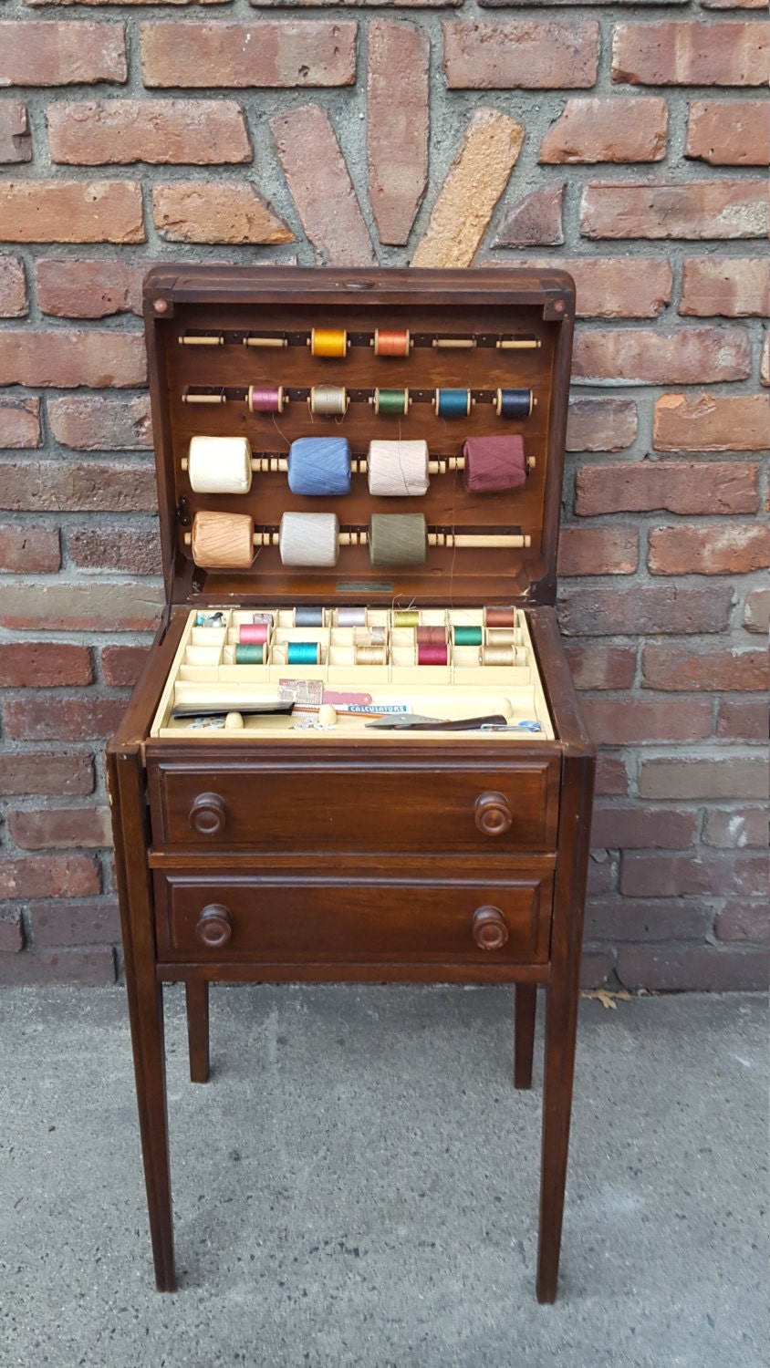 REDUCED Vintage Caswell-Runyan Co Wooden Sewing Cabinet