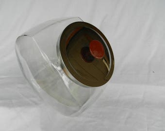 Large Clear Glass Jar - With Metal Lid - Vintage Glass Storage Container - Canister - General Store Jar – Lift Off Lid - Display Container