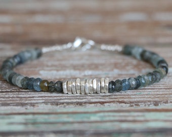 Aquamarine Bracelet Beaded Bracelet March Birthstone Moss Aquamarine Bracelet