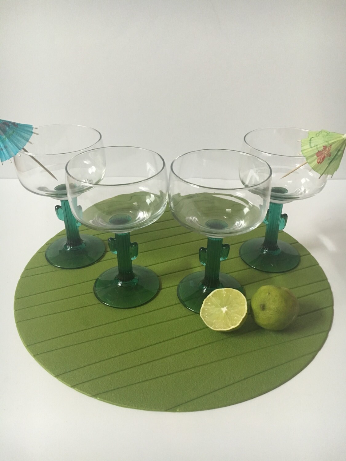 Vintage Glassware Libbey Cactus Margarita Glasses Set of 4