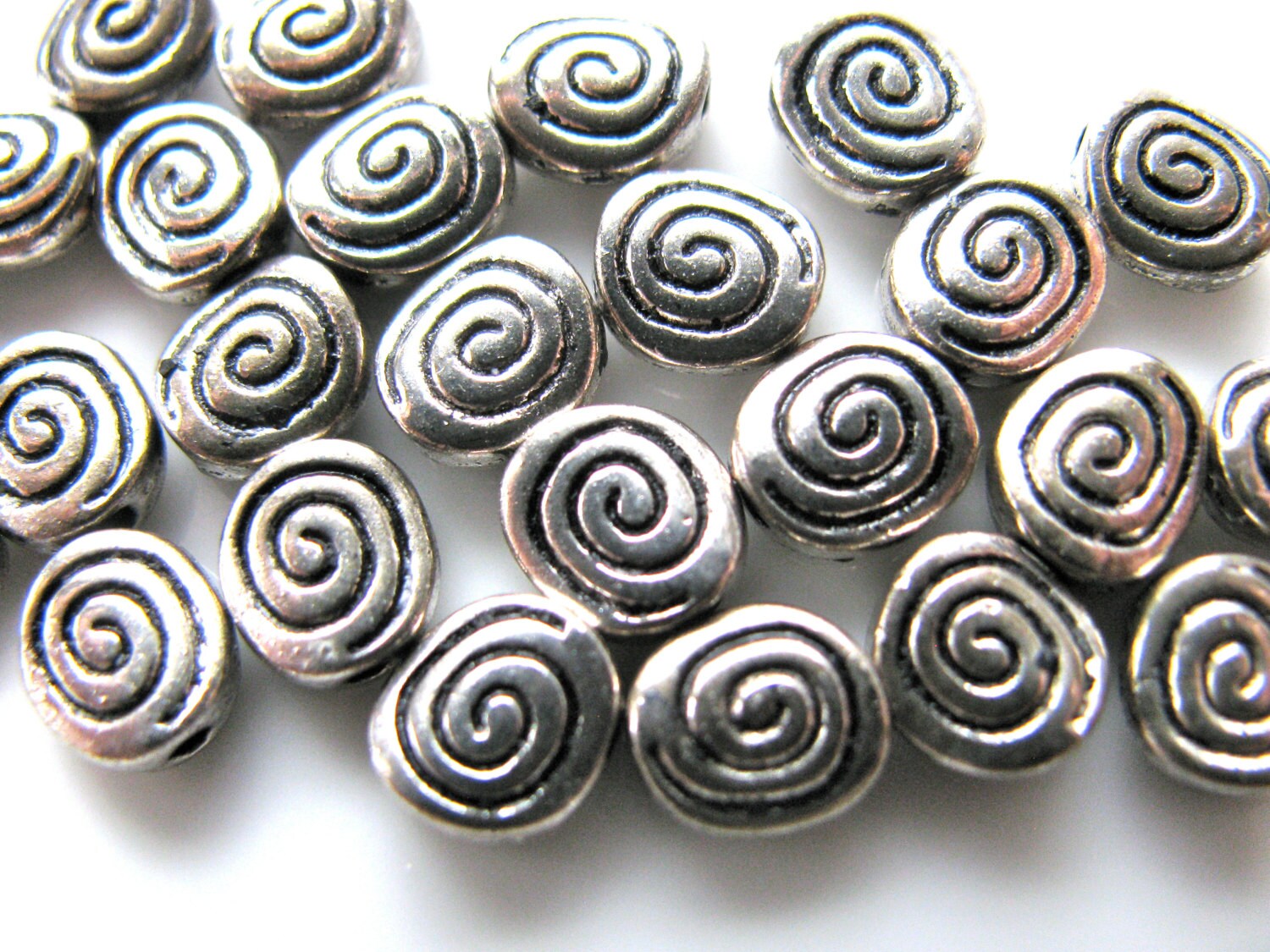 Metal beads 24 beads3x6mm plated beads spiral beads 1mm