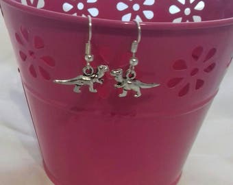 Dinosaur Drop Earrings, Dino Dangle Earrings, Alternative Fashion Jewellery, Dino Lovers Gift, Long Neck Dino Jewelry, Unique Earrings