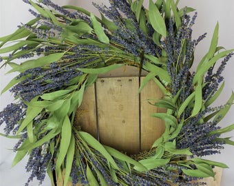 16" DRIED Lavender and Eucalyptus wreath, Dried flower wreath, Dried lavender wreath, Dried flowers, Wreaths, Dried wreaths, home decor