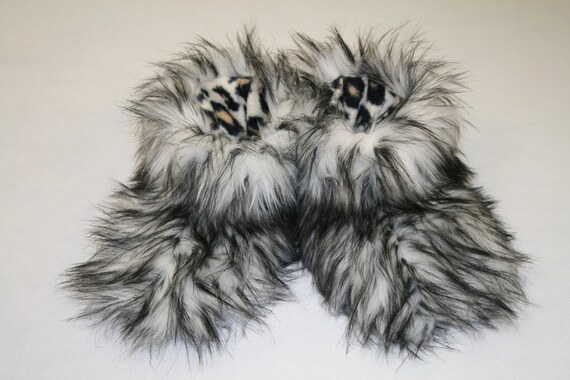 white stuff faux fur slippers