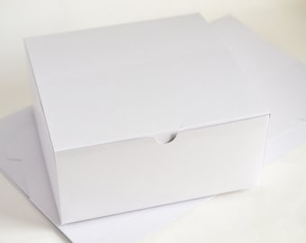 Gift Box, White Box, Favor Box, Large Gift Box, Wedding Box, Favor Box, Paper Box, Bridesmaid Box 8x8x3.5"