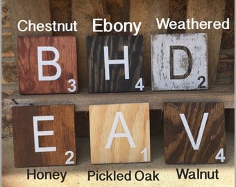 Large Scrabble Wall Tiles-Wood wall decor-Farmhouse Tiles-Scrabble Tiles-Wooden Wall Decor| Wood Decor-Rustic-Aged-Family Tiles-wall sign