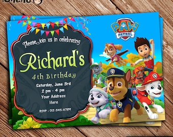 SALE 50% OFF Paw Patrol Birthday Party Invitation - Paw Patrol Theme - Invitation for Girls and Boys - Paw Patrol Celebration - Printable
