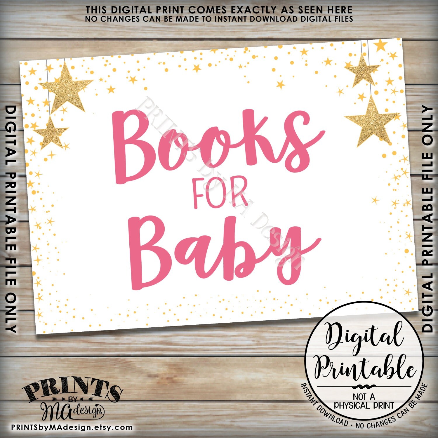 Books for Baby Sign, Books Sign, Baby Shower Sign, Pink Baby Shower