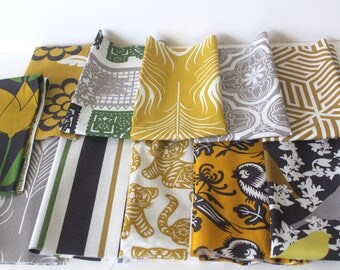 Thomas Paul Seedling Fat Quarter Bundle- Yellow and Grey Fabric- Modern Fat Quarter Bundle- Thomas Paul Fabric- Quilt Fabric Destash