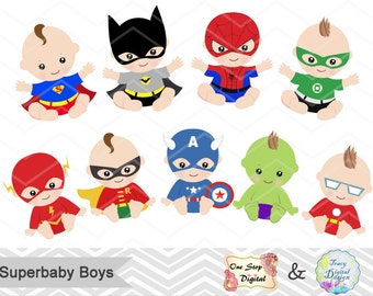 18 Baby Boy Superhero Digital Clipart, Boys Superhero Baby Clip Art, Baby Boy Party, Super Hero Baby Boy Clipart, Superhero Baby Shower 0229