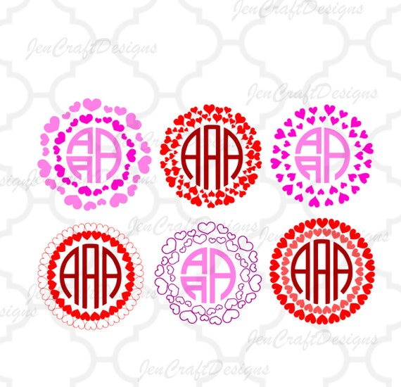 Download Heart Circle Monogram Frame svg Valentines Frame Cuttable SVG