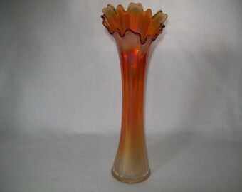 1912 Imperial Freehold Marigold Carnival Glass Swung Vase– 13”
