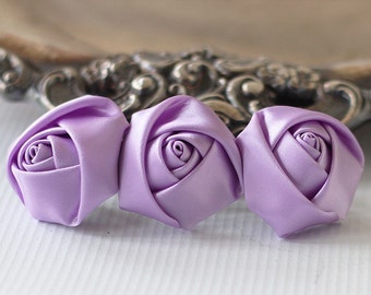 Lilac Roses Hair Clip - Roses Wedding Hair Clip - French Barrette - Floral Hair Clip - Barrette - Satin Roses Barrette - Lilac Roses Clip
