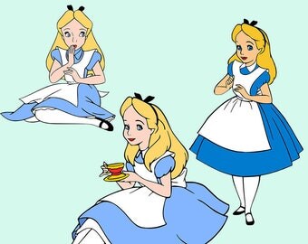 Alice In Wonderland SVG DXF Clipart Vector Printable Cut File Cricut Silhouette Vinyl Cut