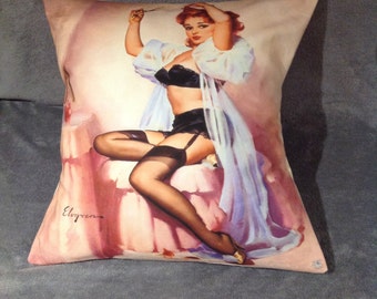Elvgren portrait pin-up girl, cushion/pillow size 16'' X 16''