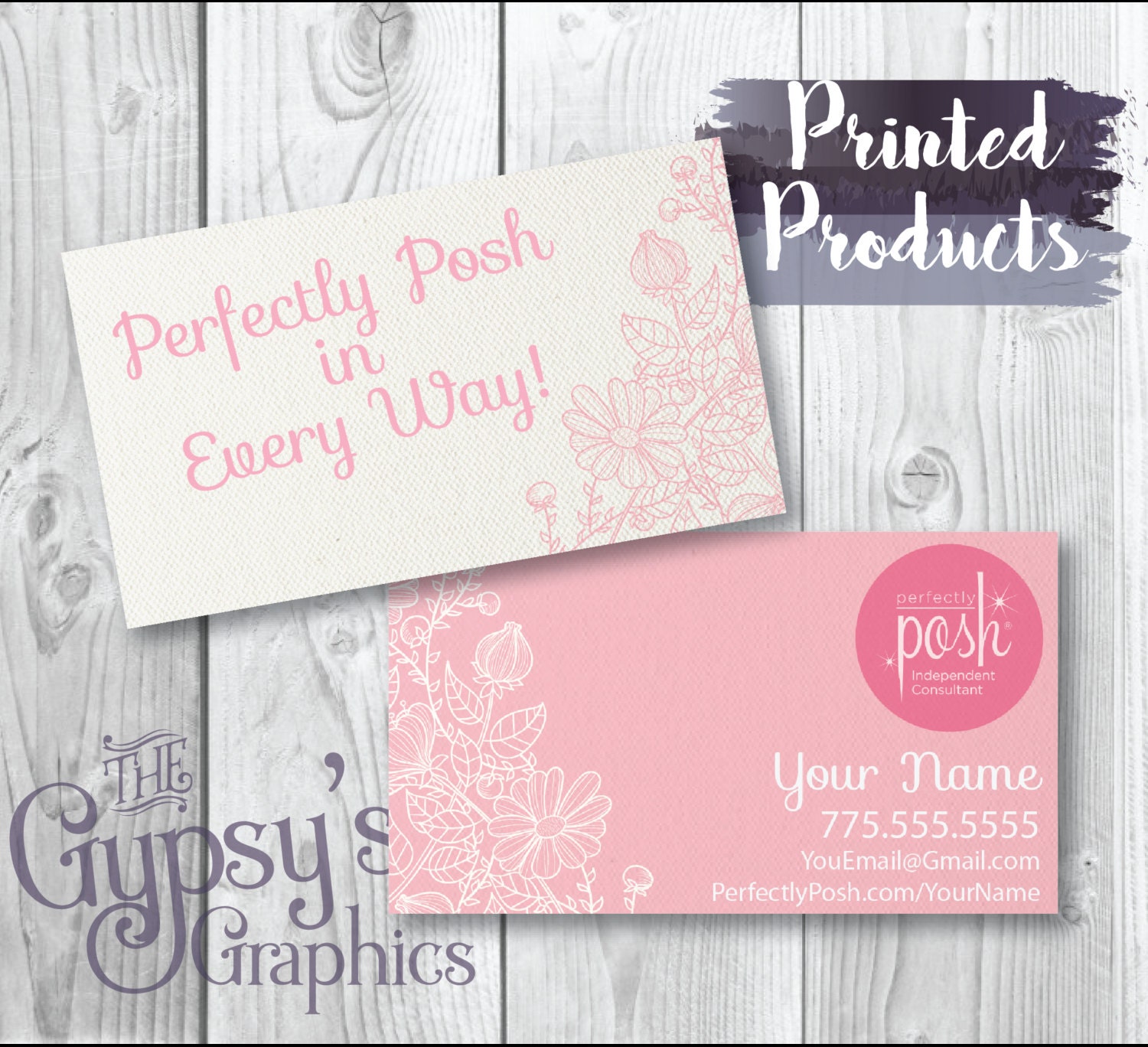 Perfectly Posh Business Cards Pink Daisies