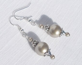 Swarovski platinum pearl and silver earrings