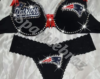 NFL bra set-New England Patriots lingerie-Patriots lingerie-New England Patriots for women-Patriots panties-Patriots thong-