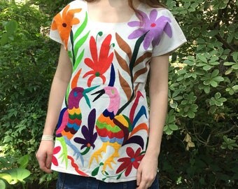 Otomi Shirt - hand embroidered size extra small ** PRICE DROPPED FROM 110 to 90
