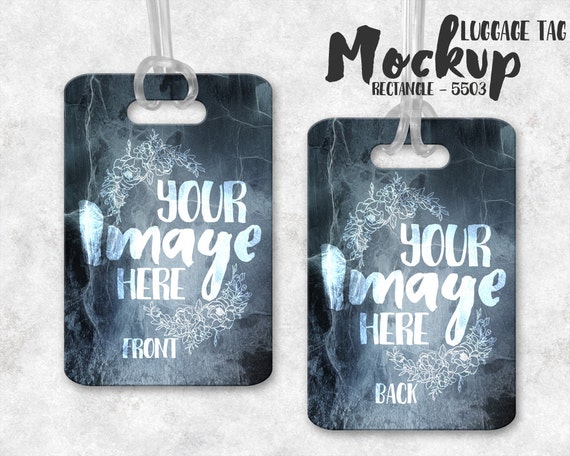 Download Wide Rectangle Luggage Tag mockup template Bag Tag Template