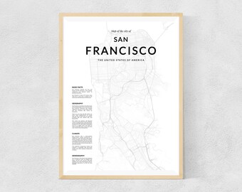 San Francisco map print, San Francisco wall map, San Francisco print, San Francisco poster, San Francisco map, Black and White print, SF