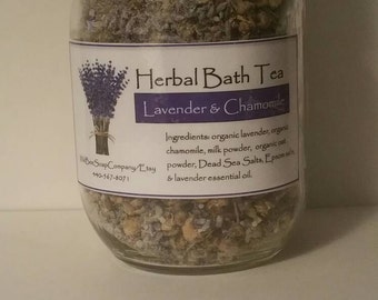 Lavender and Chamomile Herbal Bath Tea, Bath Tea, Bath Salts, Lavender Bath Salts, Chamomile Bath Salts, Vegan Bath Tea