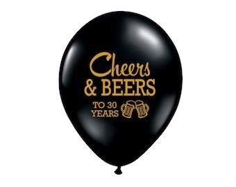 Cheers and Beers to 30 Years, Latex Balloons, 30th Birthday Party, 30th Birthday, 30th Birthday Party Decor, Dirty Thirty Decor, 30th B-Day