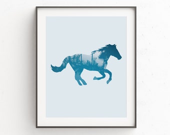Printable Horse Art | Horse Lovers Gift | Minimalist Horse Art