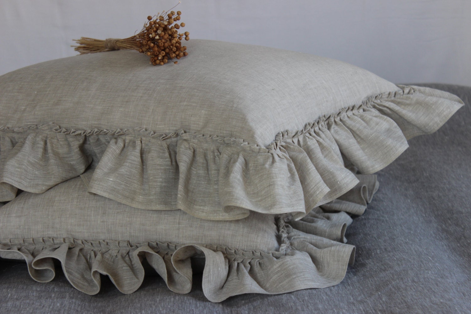 100 Natural Linen Pillowcase Pillow Sham Standard Queen King