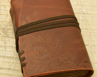 Burgundy Leather Journal, Handbound Journal, Leather Diary, Notebook, Travel Journal
